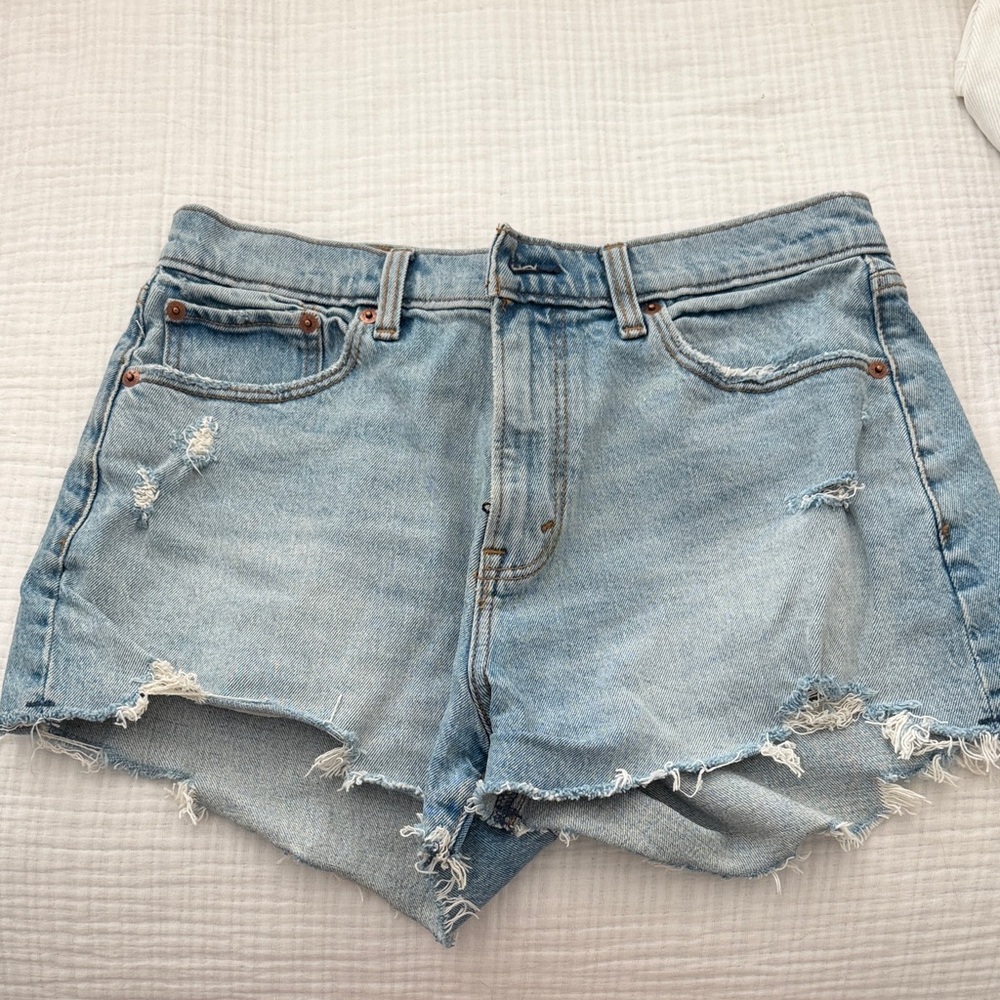 Abercrombie & Fitch Light Blue Distressed Denim Shorts